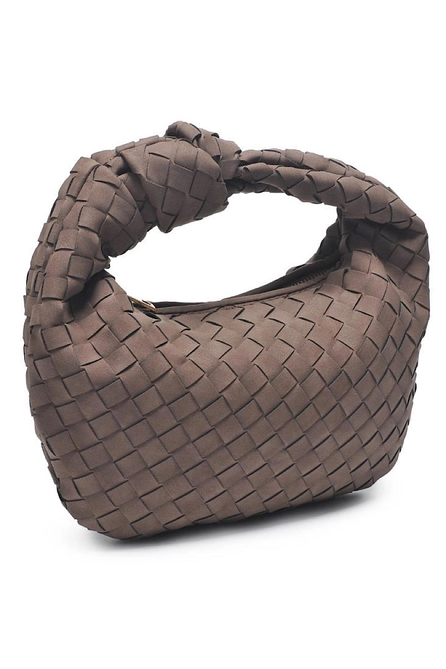 Tracy Suede Woven Clutch Handbag Chocolate Brown