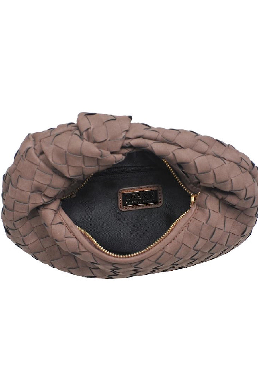 Tracy Suede Woven Clutch Handbag Chocolate Brown