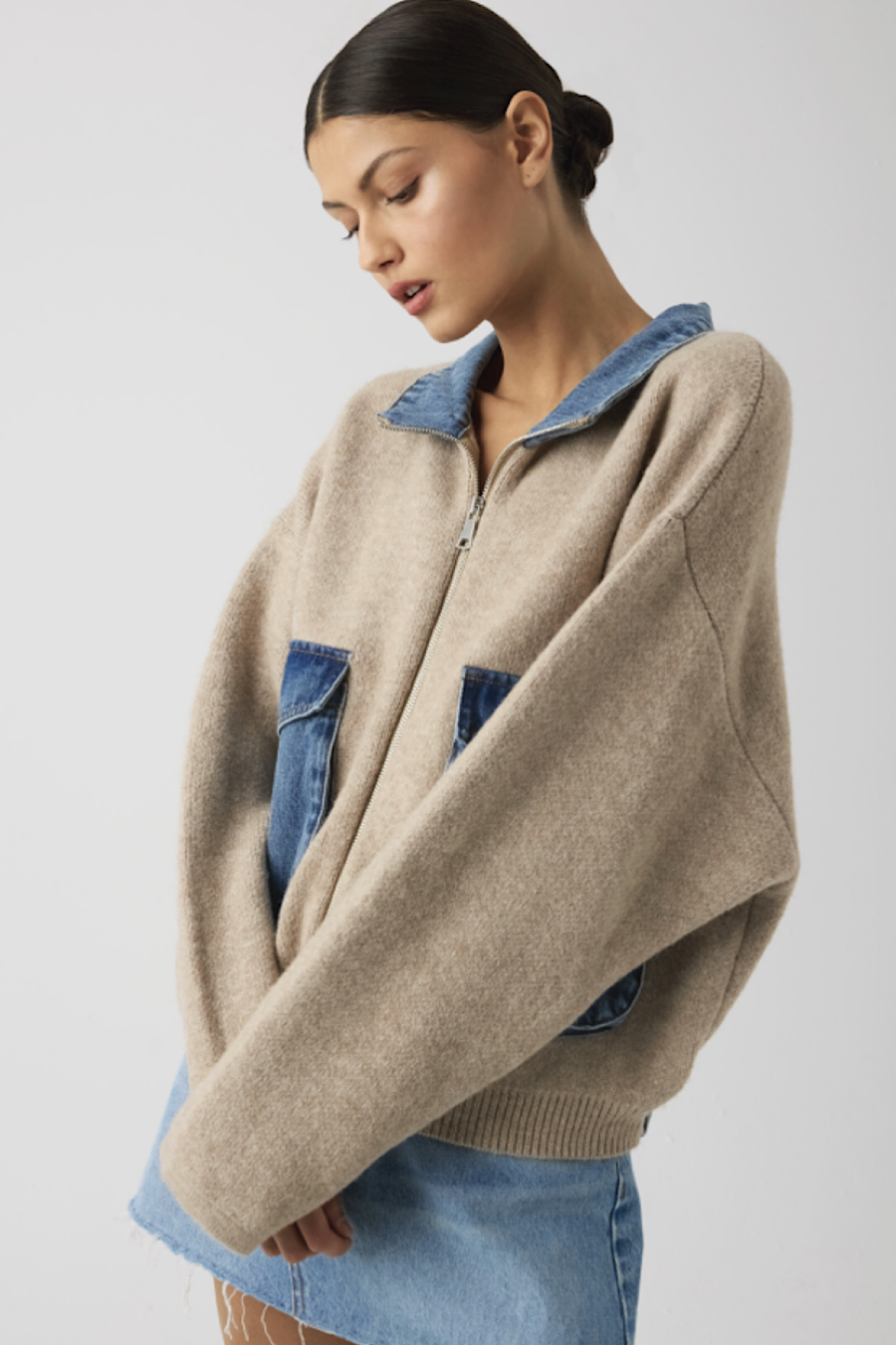 Blank NYC Glow Up Bomber Sweater Jacket