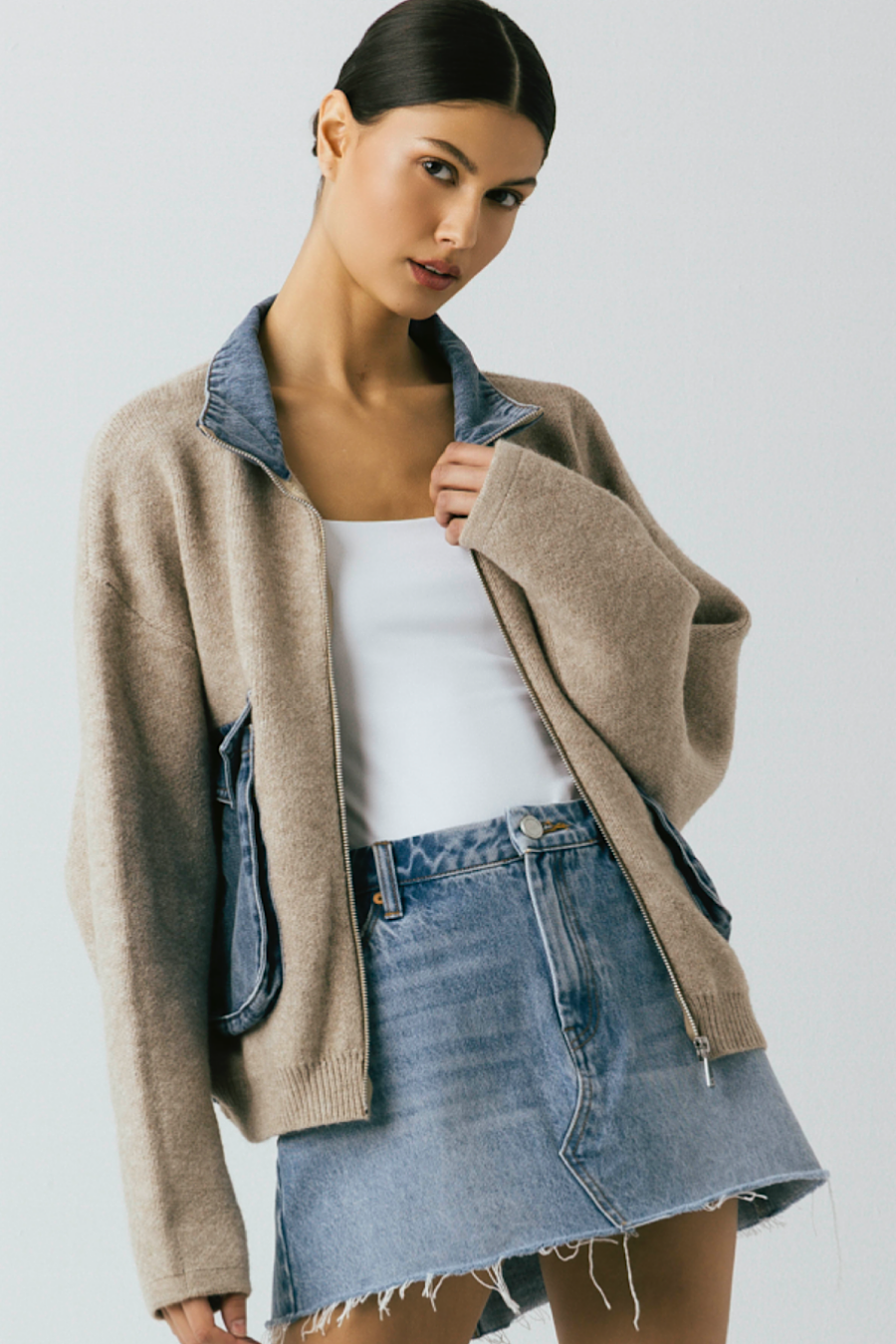 Blank NYC Glow Up Bomber Sweater Jacket