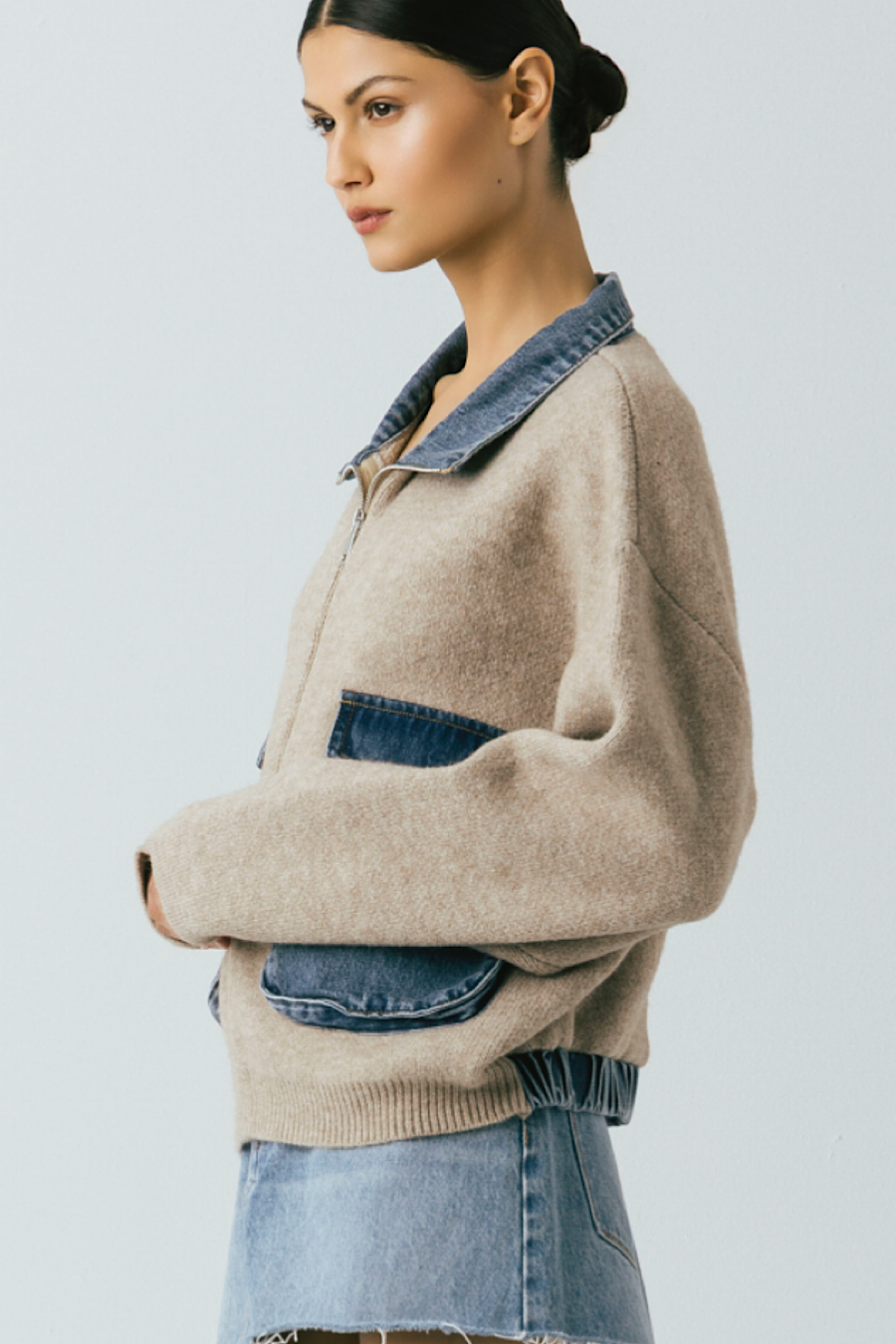 Blank NYC Glow Up Bomber Sweater Jacket