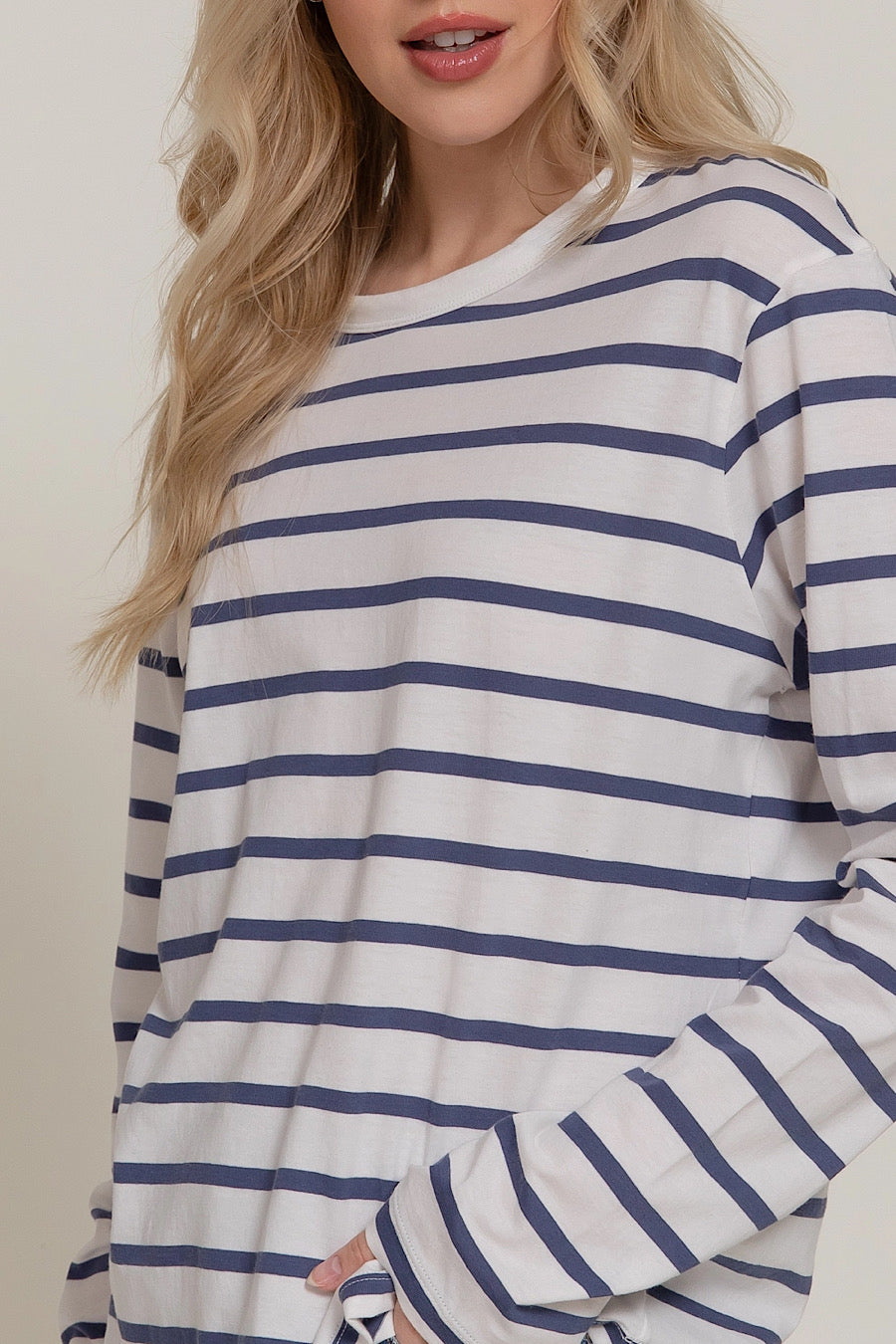 Destiny Calls Striped Long Sleeve Tee Blue