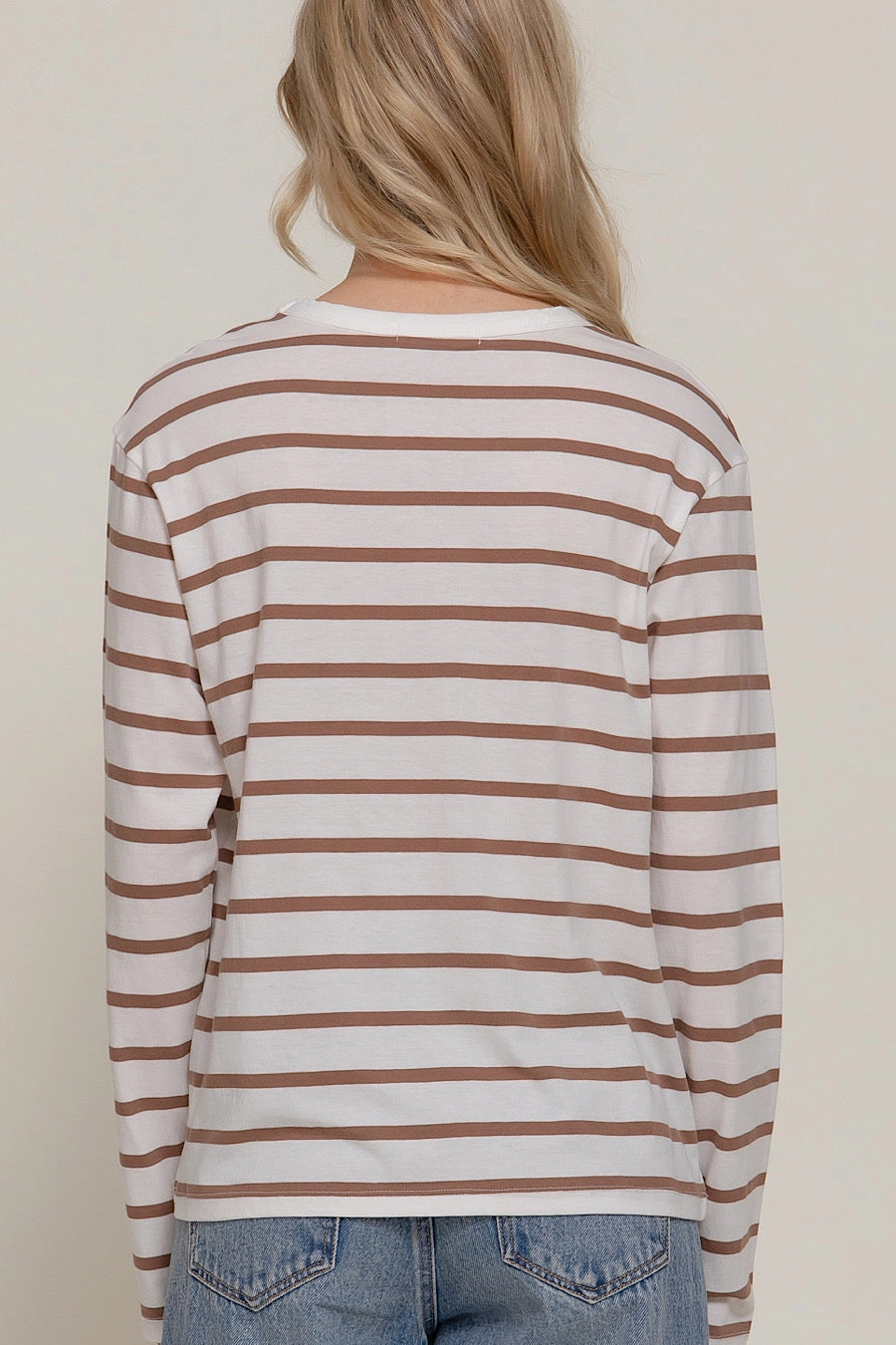 Destiny Calls Striped Long Sleeve Tee Khaki