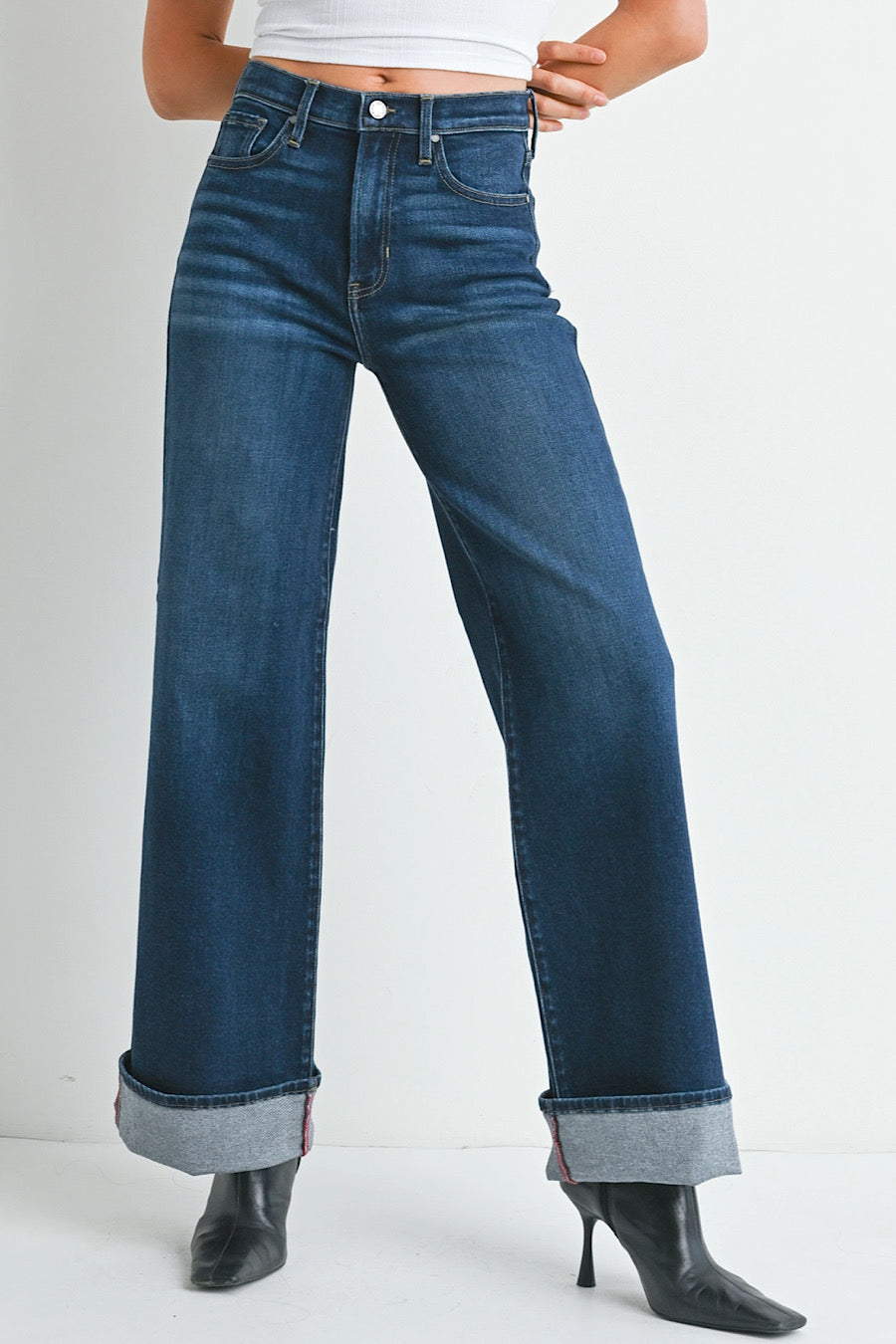 Ashland Cuffed Palazzo Denim Jeans