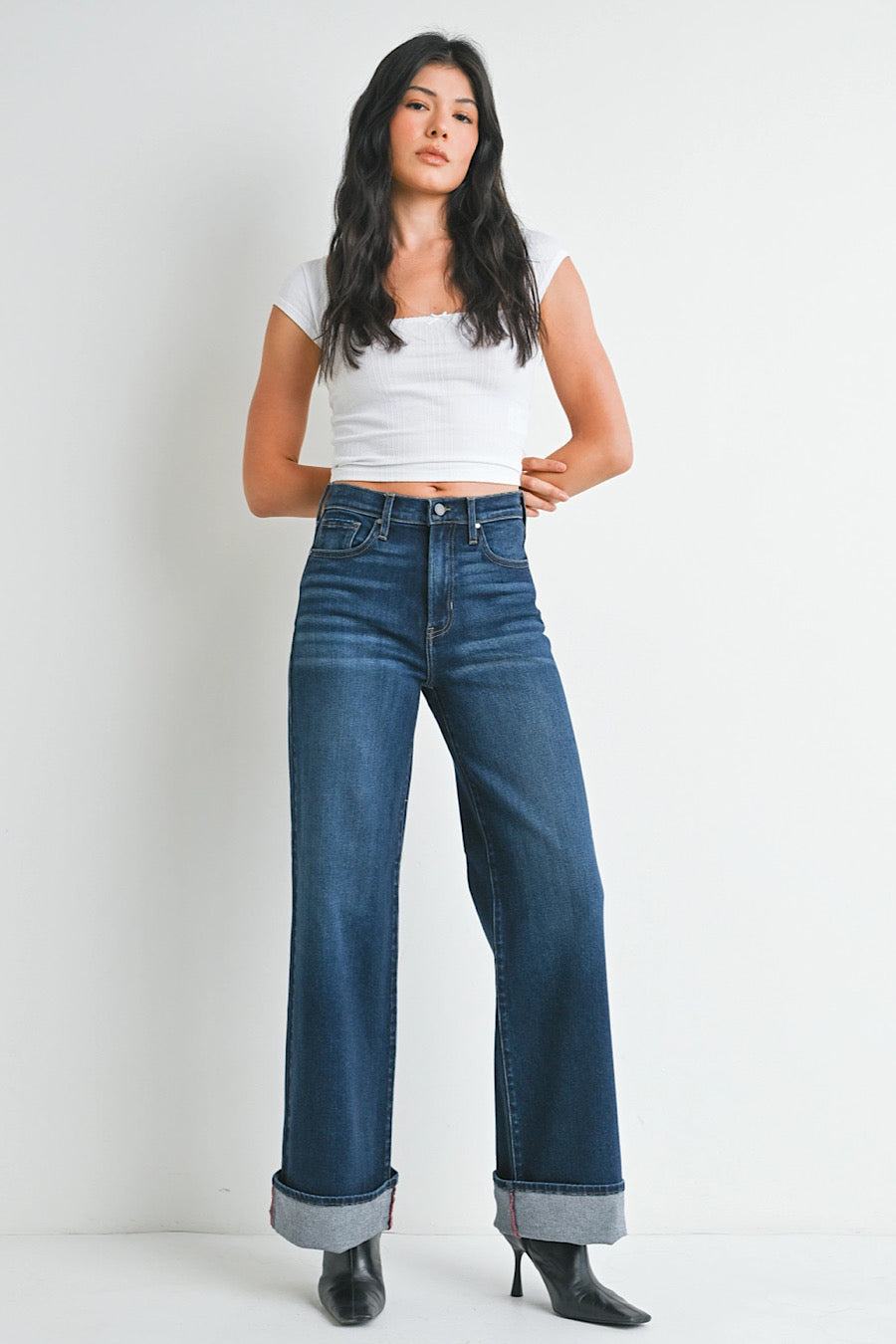 Ashland Cuffed Palazzo Denim Jeans