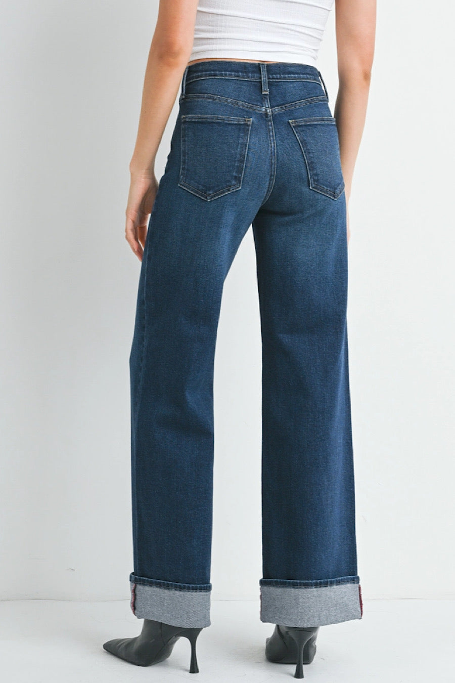 Ashland Cuffed Palazzo Denim Jeans