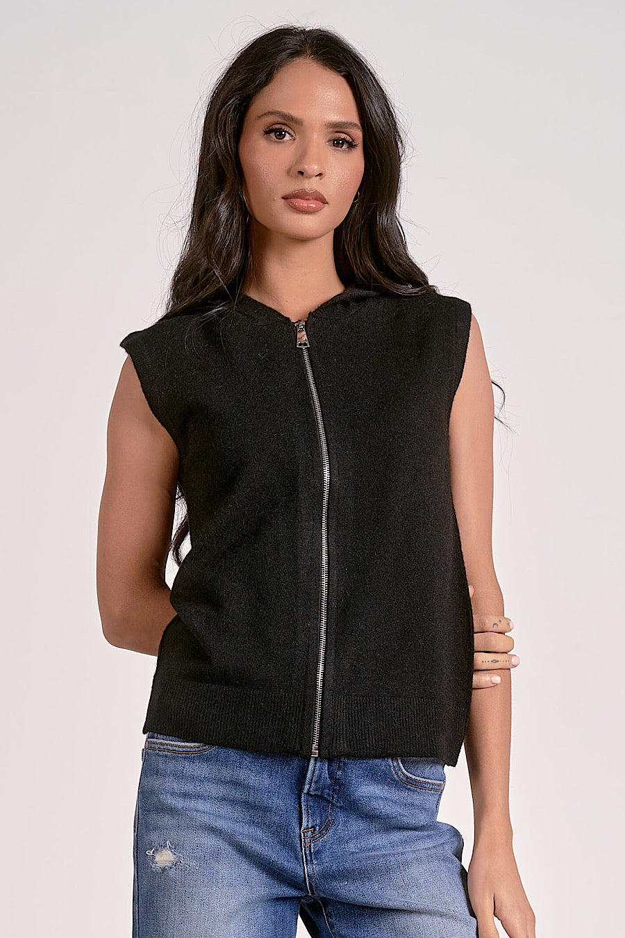 Clean Slate Sleeveless Hooded Vest jacket