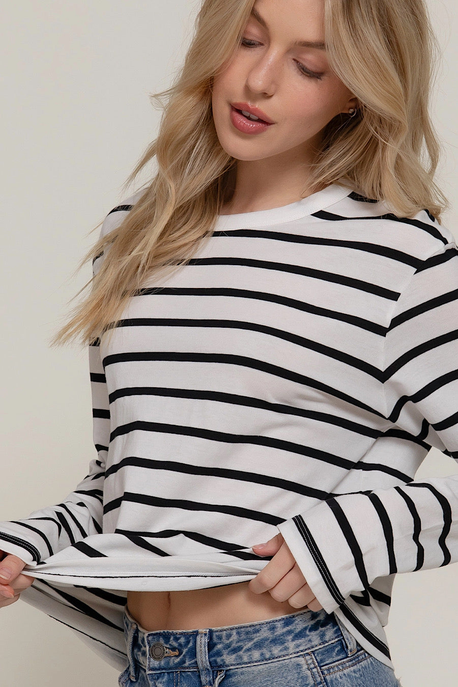 Destiny Calls Striped Long Sleeve Tee Black