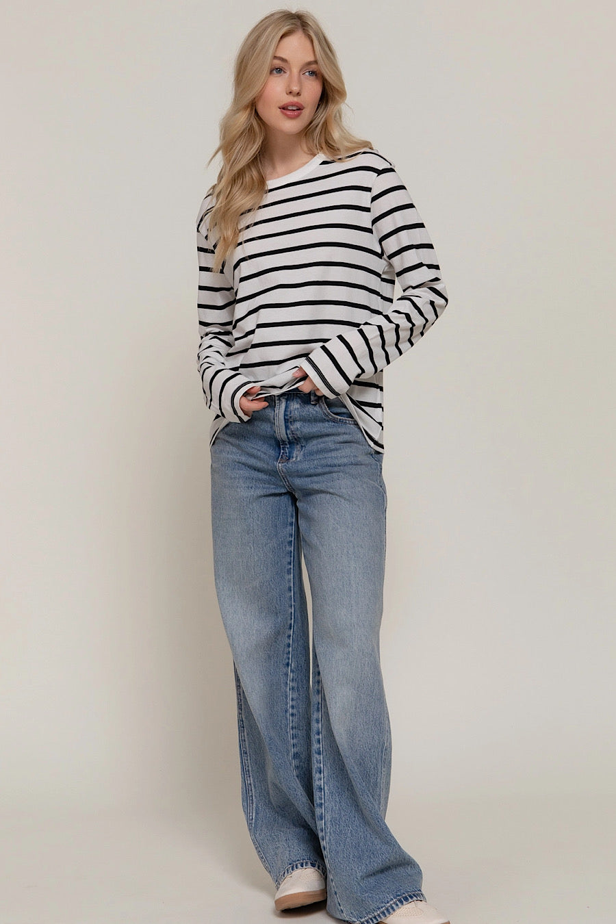 Destiny Calls Striped Long Sleeve Tee Black