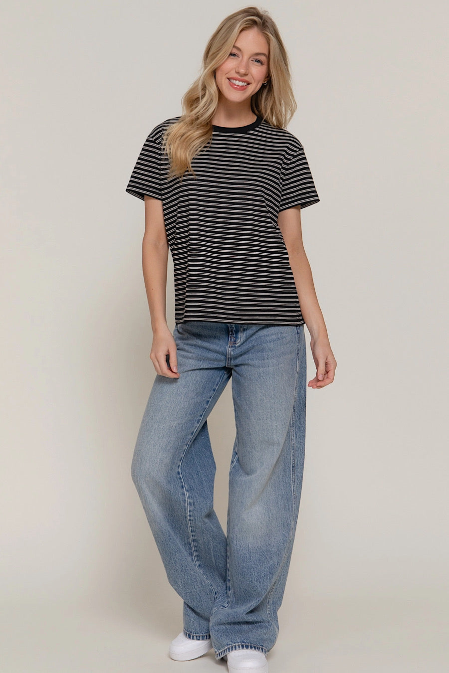 Hear No Evil Striped T-Shirt Black