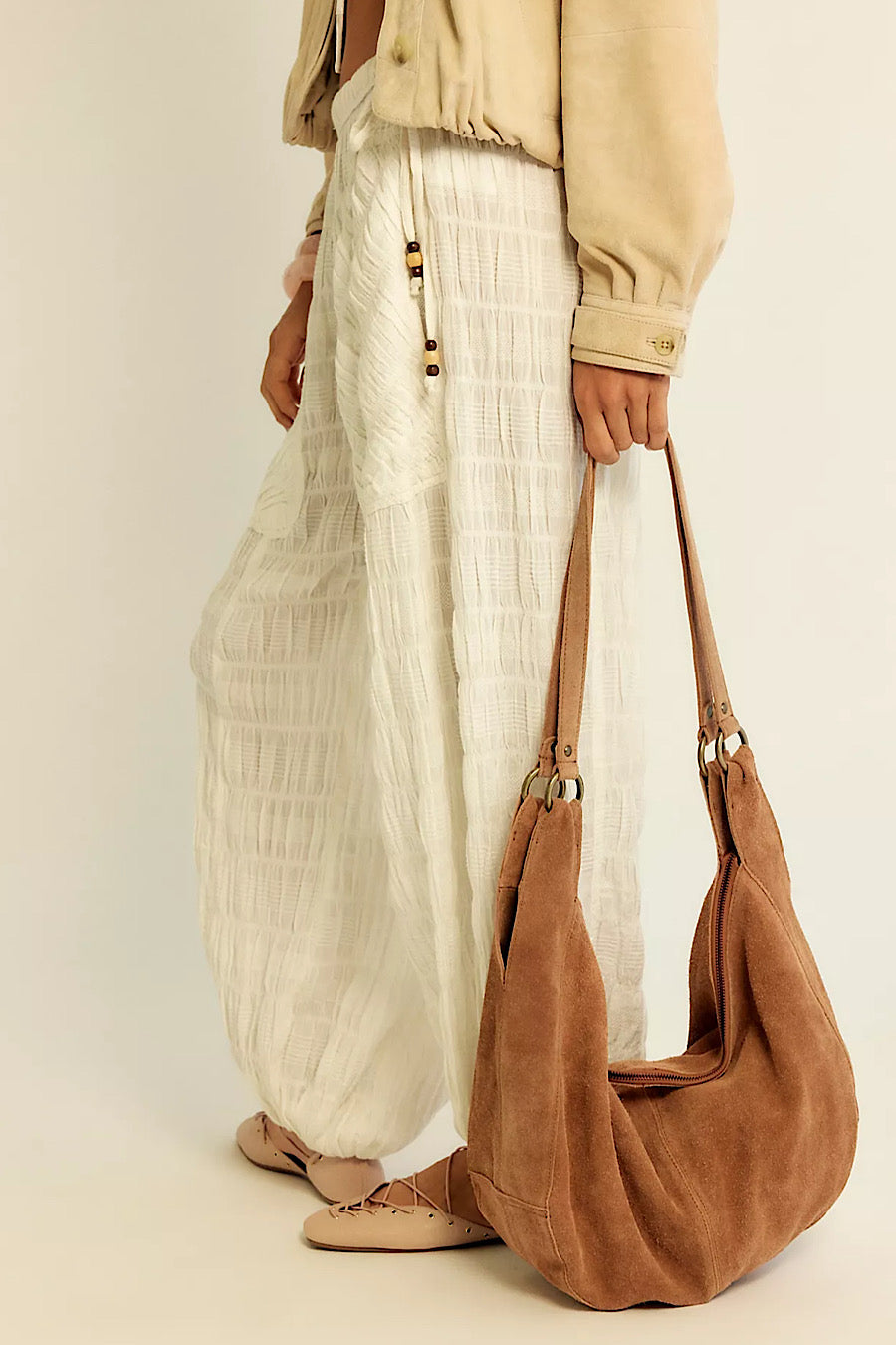 Free People Roma Suede Hobo Bag Rust