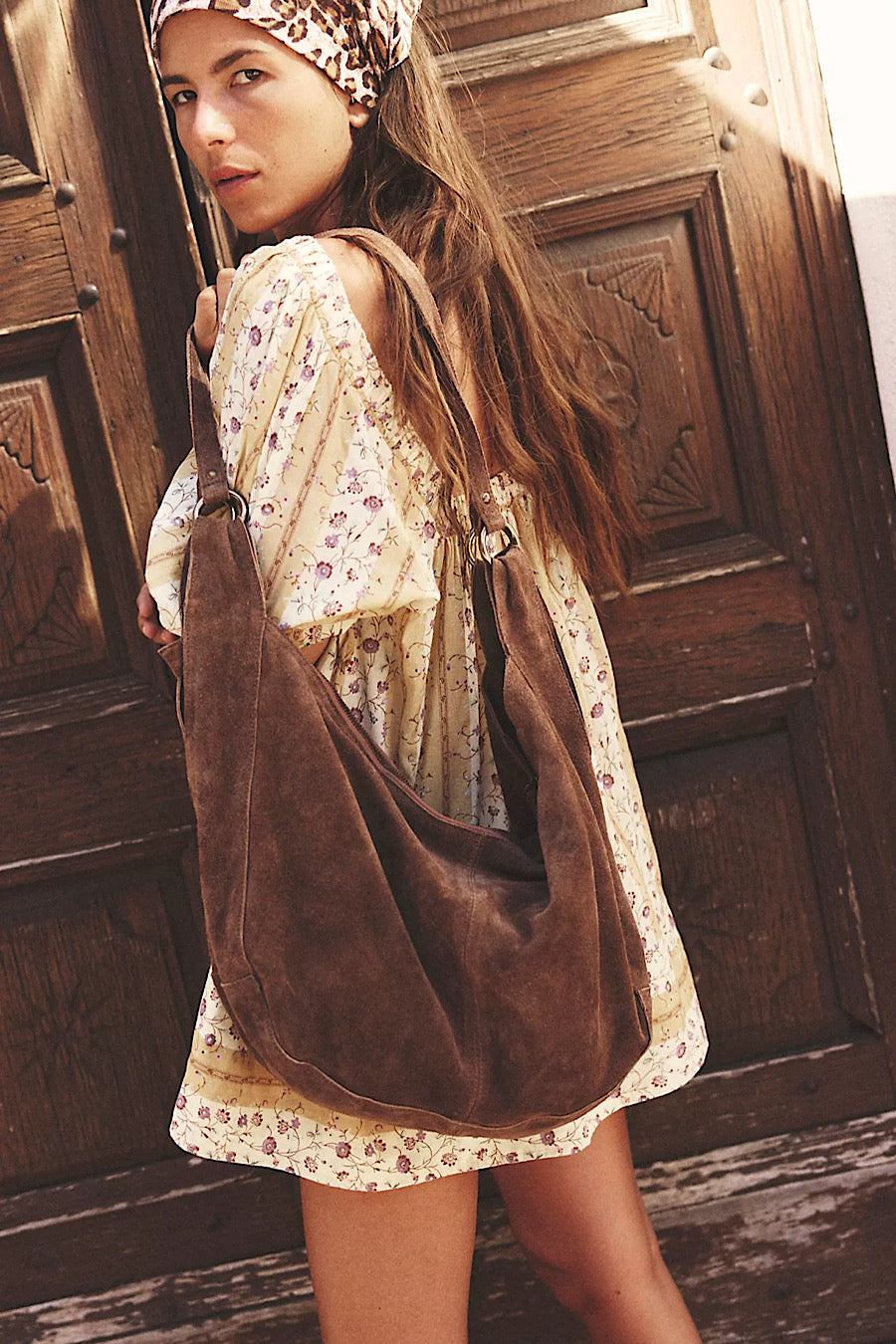 Free People Roma Suede Hobo Bag Rust