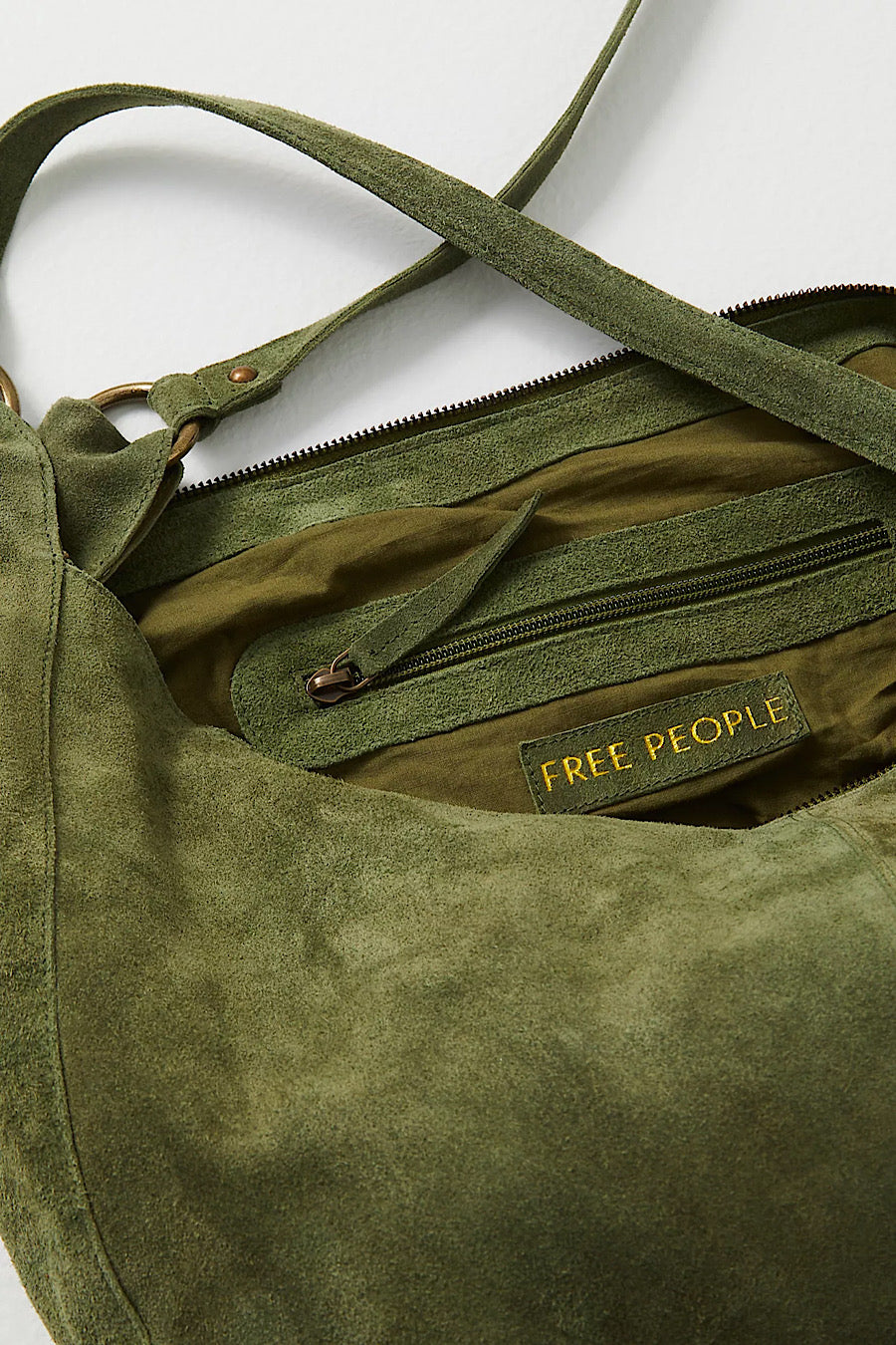 Free People Roma Suede Hobo Bag Olive Moss