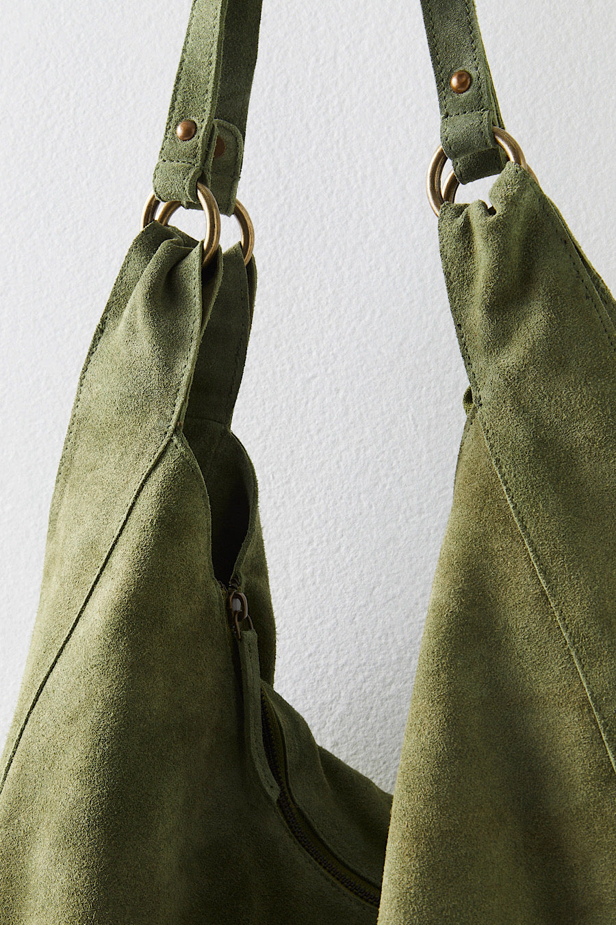 Free People Roma Suede Hobo Bag Olive Moss