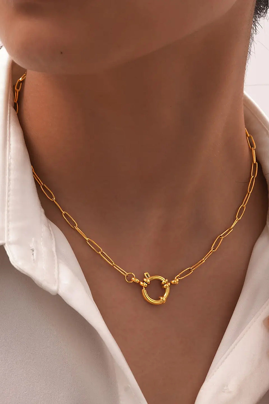 Circle 18k Stainless Steel Necklace