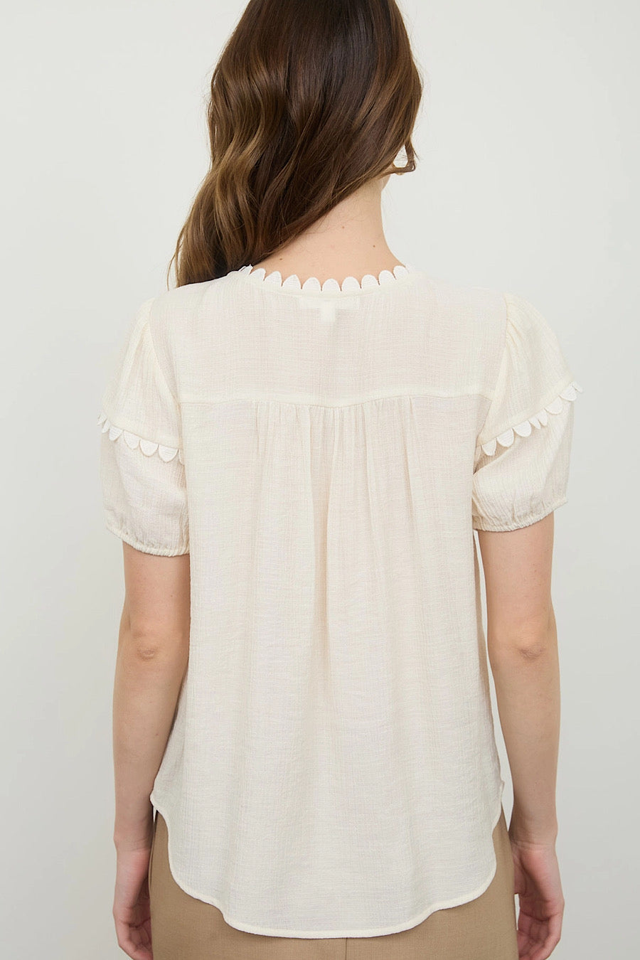 Opening Act Front Tie Blouse Ivory