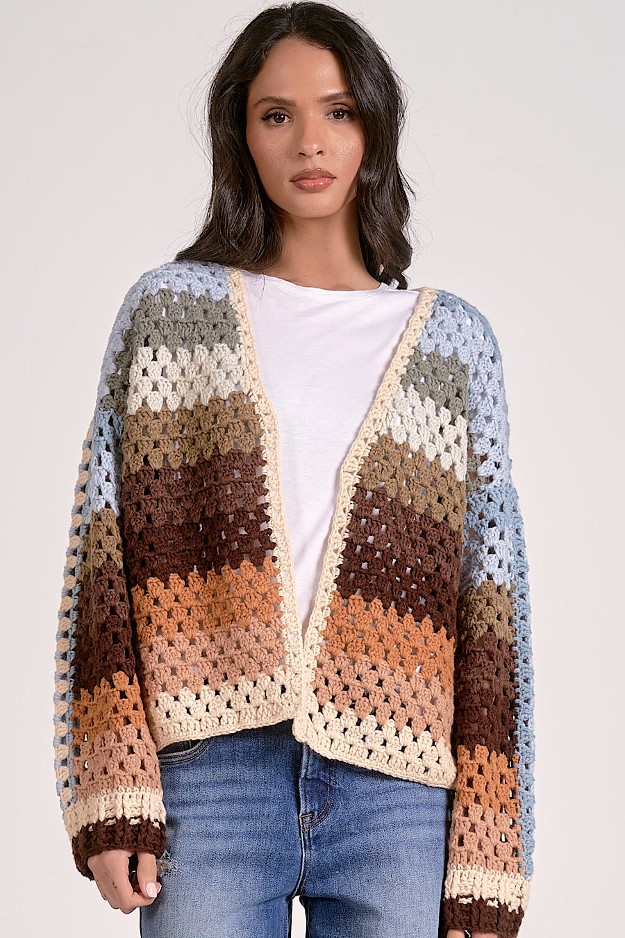 Sunset Hour Colored Stripe Knit Cardigan
