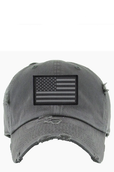 American Flag Patch Hat in Grey