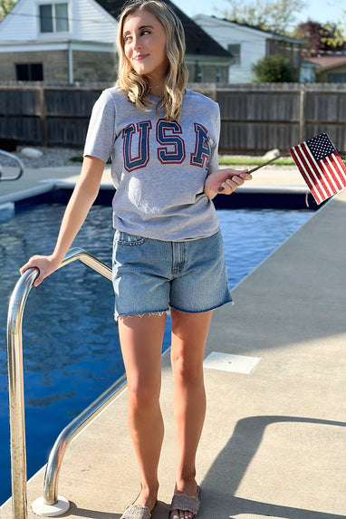 USA Graphic T-Shirt Heather Grey