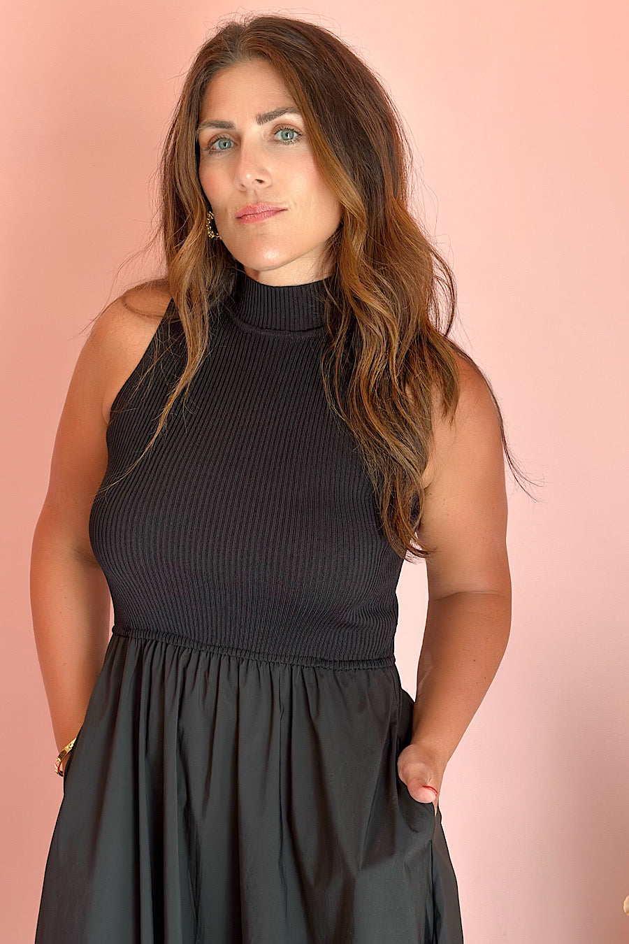 Steady Ground Mixed Media Midi Dress