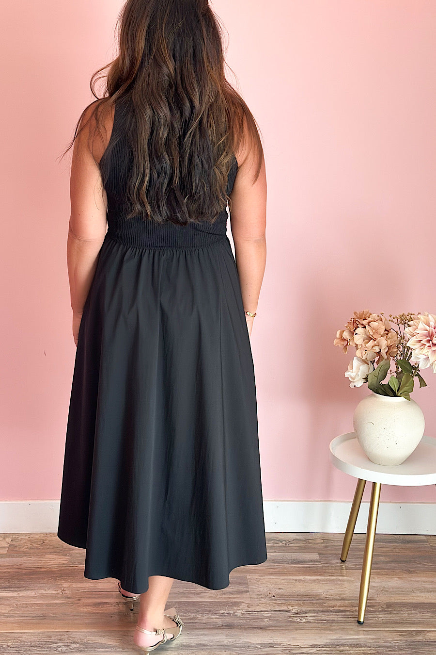 Steady Ground Mixed Media Midi Dress