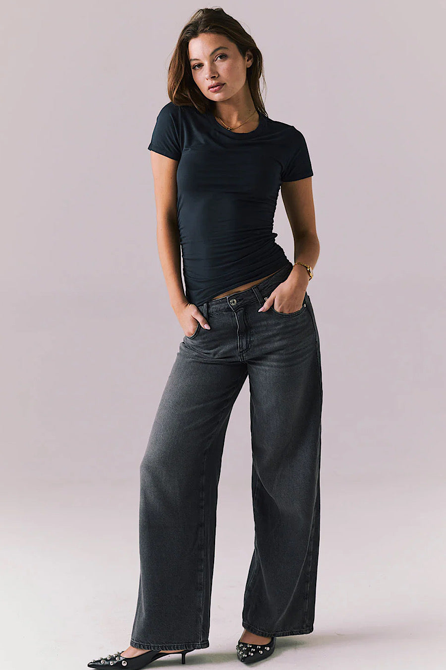 Chaser Brand Louiss Ruched Tee Black