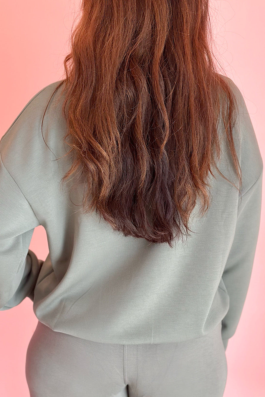 Modal Spandex Half Zip Sweatshirt Sage Green