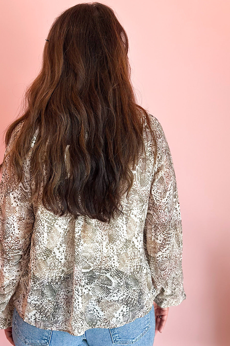 Everglades Snake Print Boho Chiffon Blouse