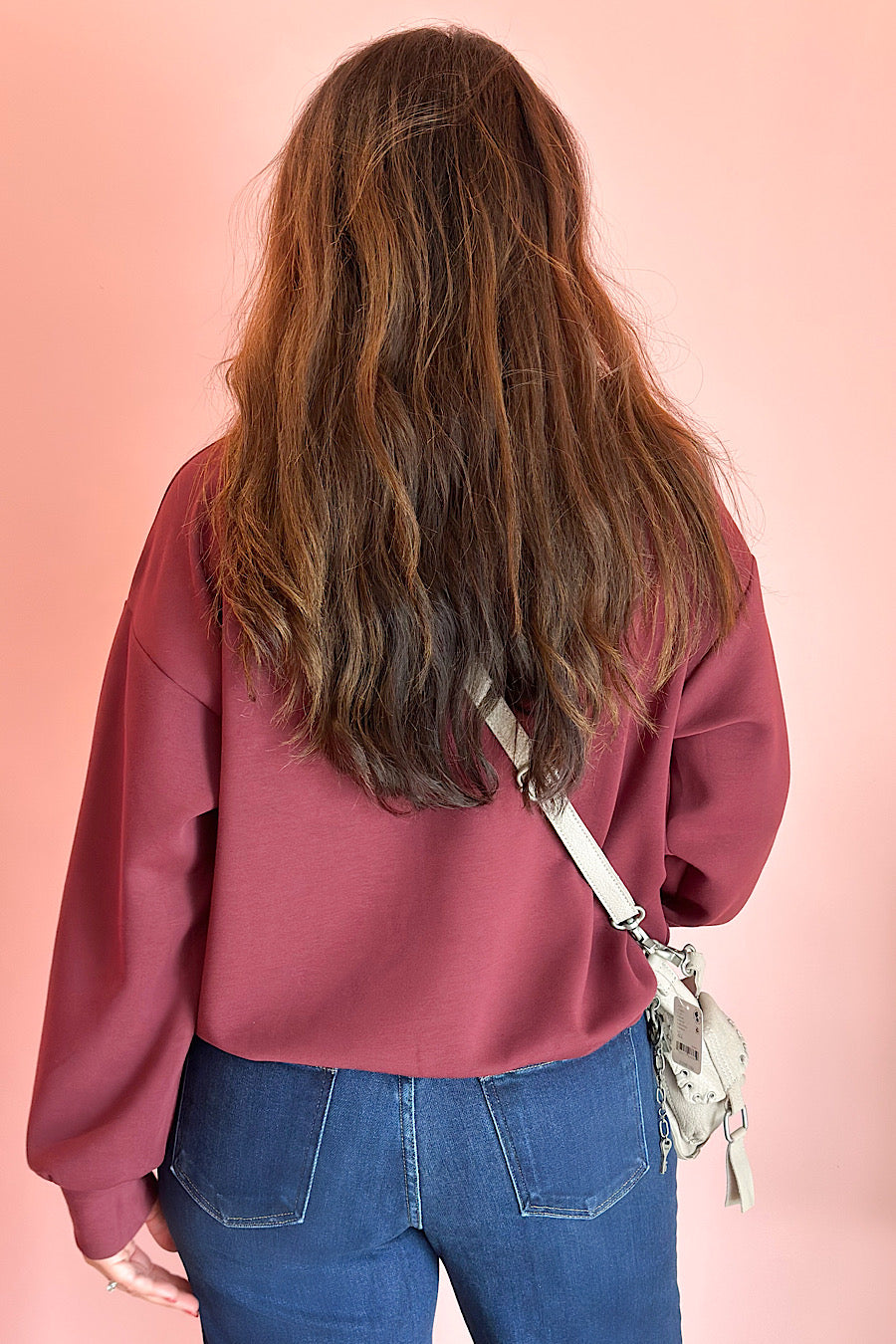 Modal Spandex Half Zip Sweatshirt Wine