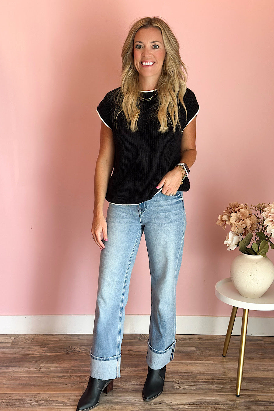 Serenade Buttoned 2-Way Trim Knit Black