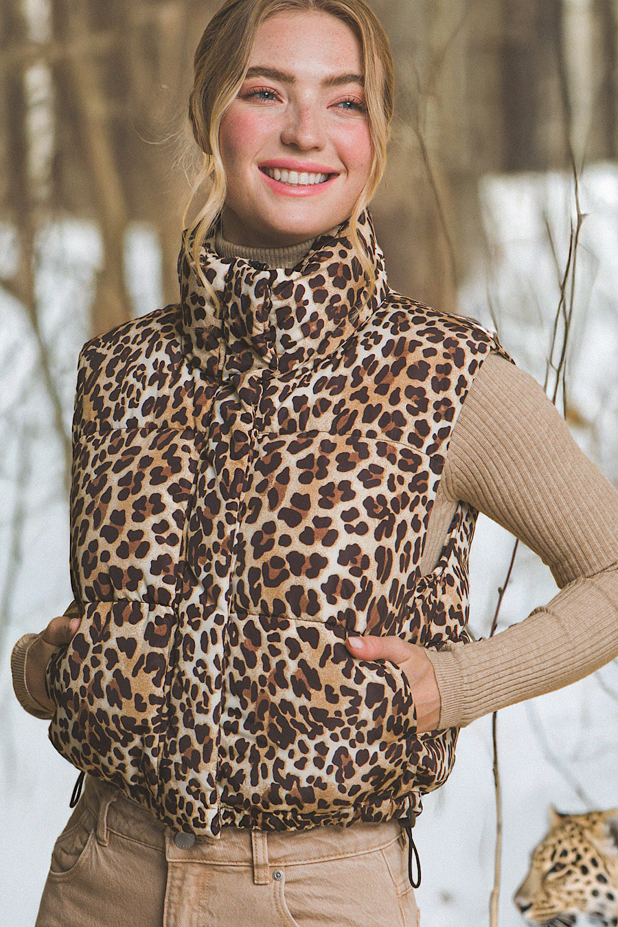 Theo Leopard Print Puffer Vest