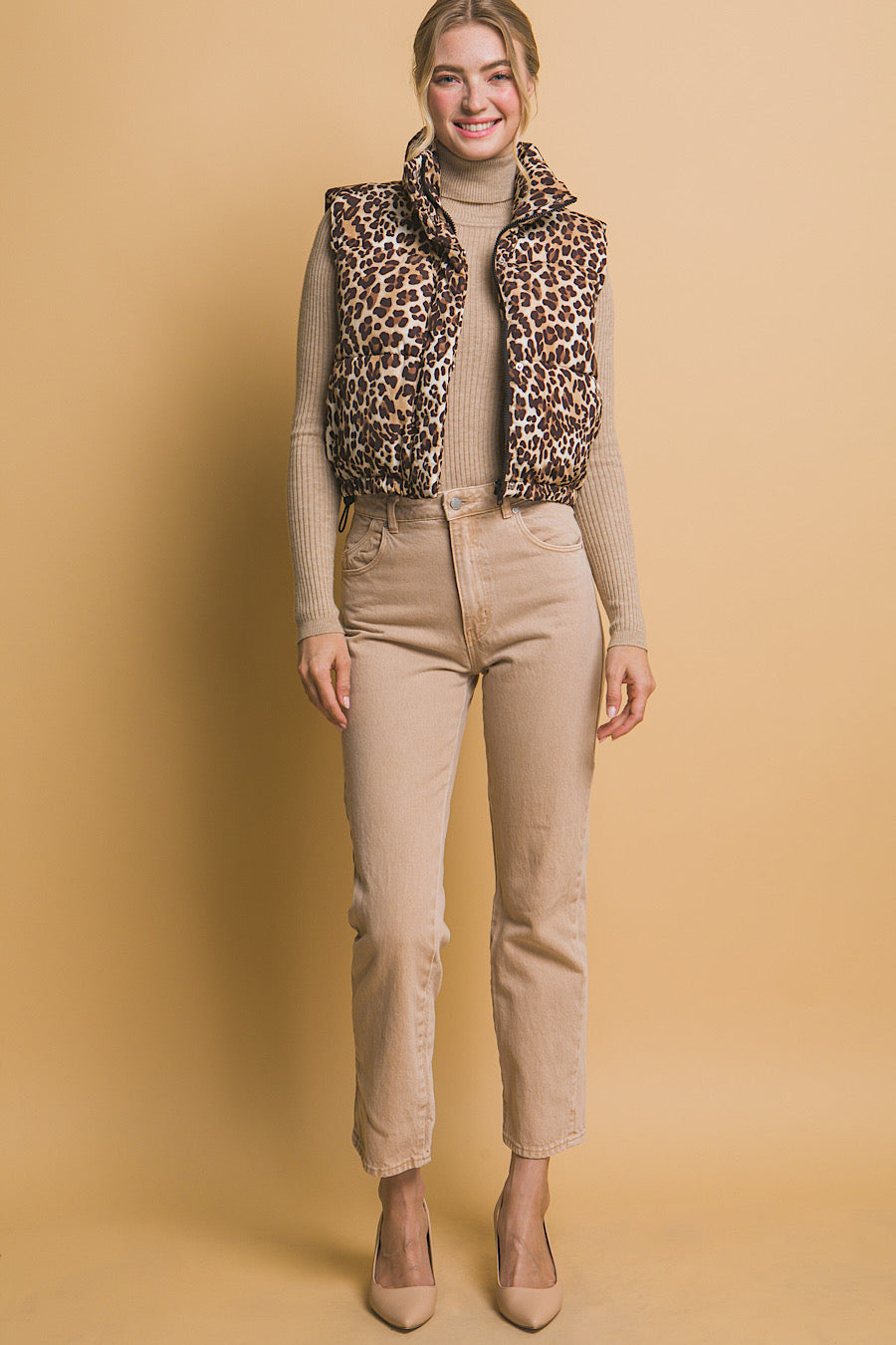 Theo Leopard Print Puffer Vest