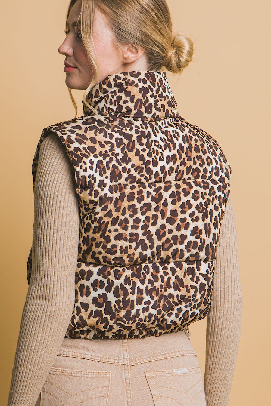 Theo Leopard Print Puffer Vest