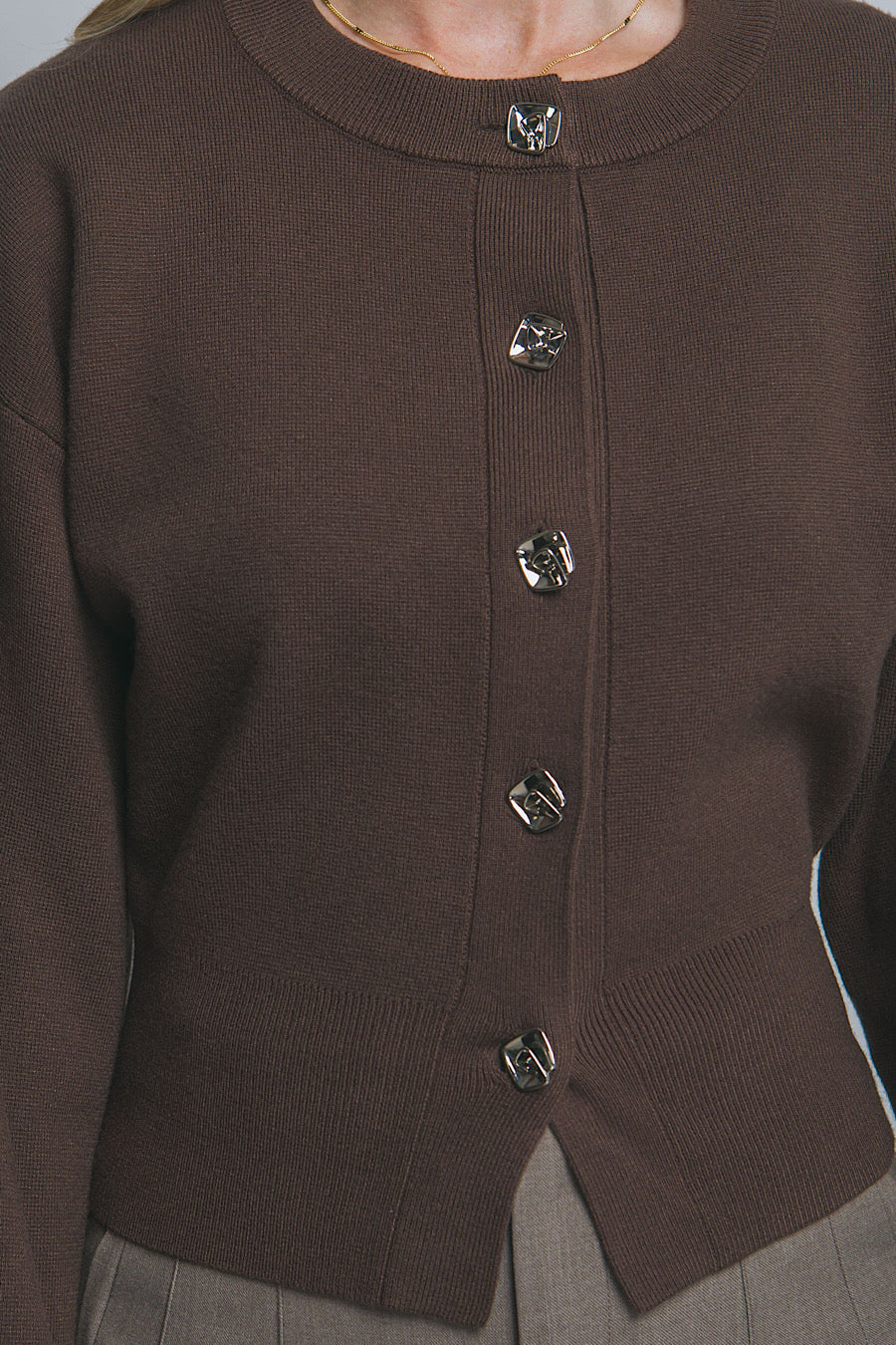 Class it Up Button Down Cardigan Expresso