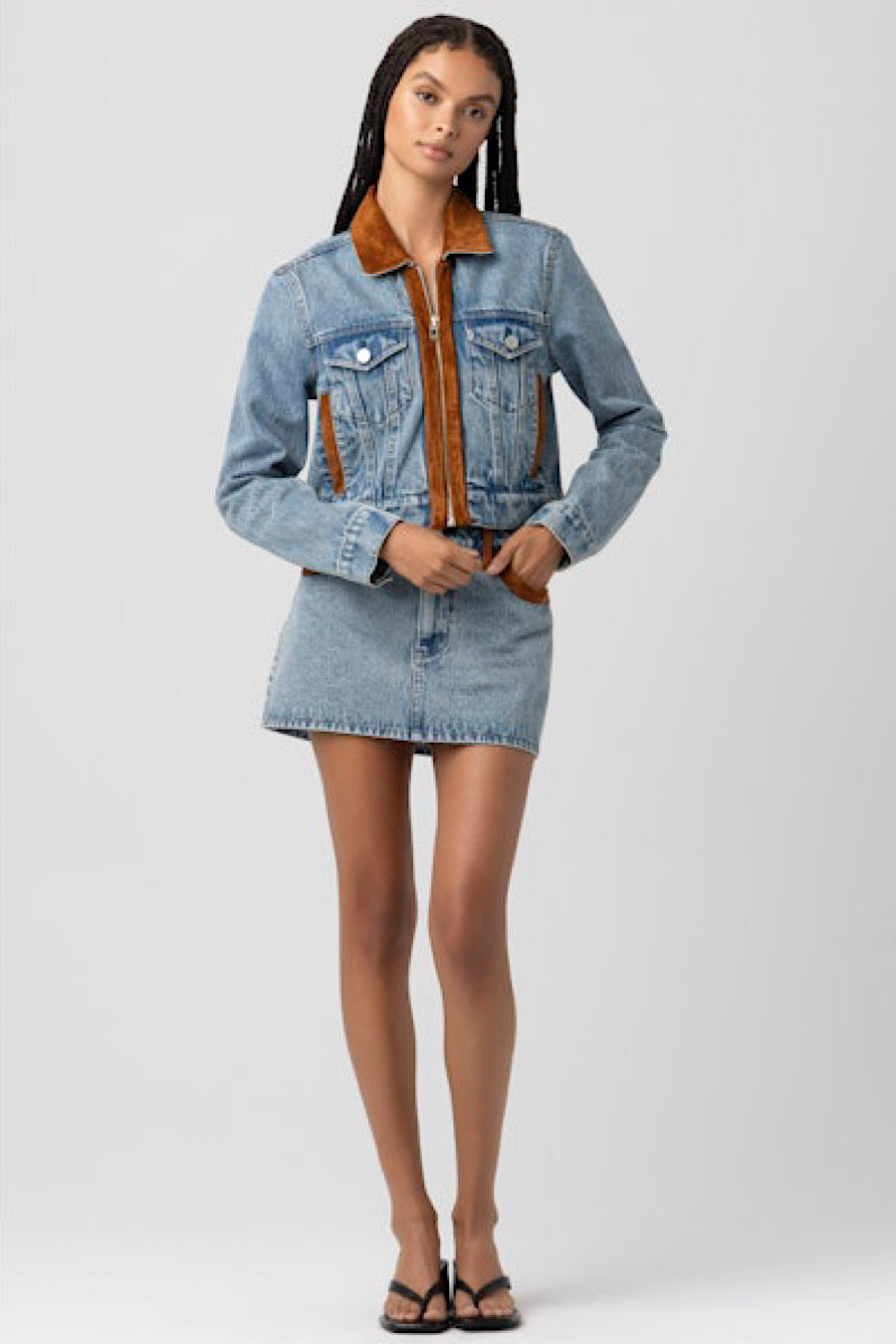 Blank NYC Rodeo Drive Suede & Denim Jacket