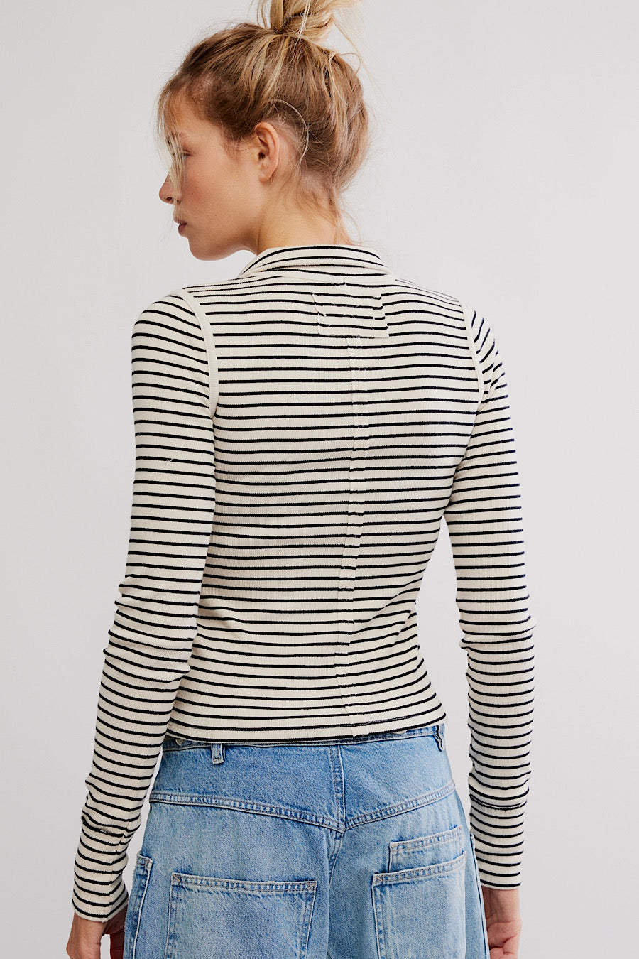 Free People Lake Stripe Henley Top in Tea