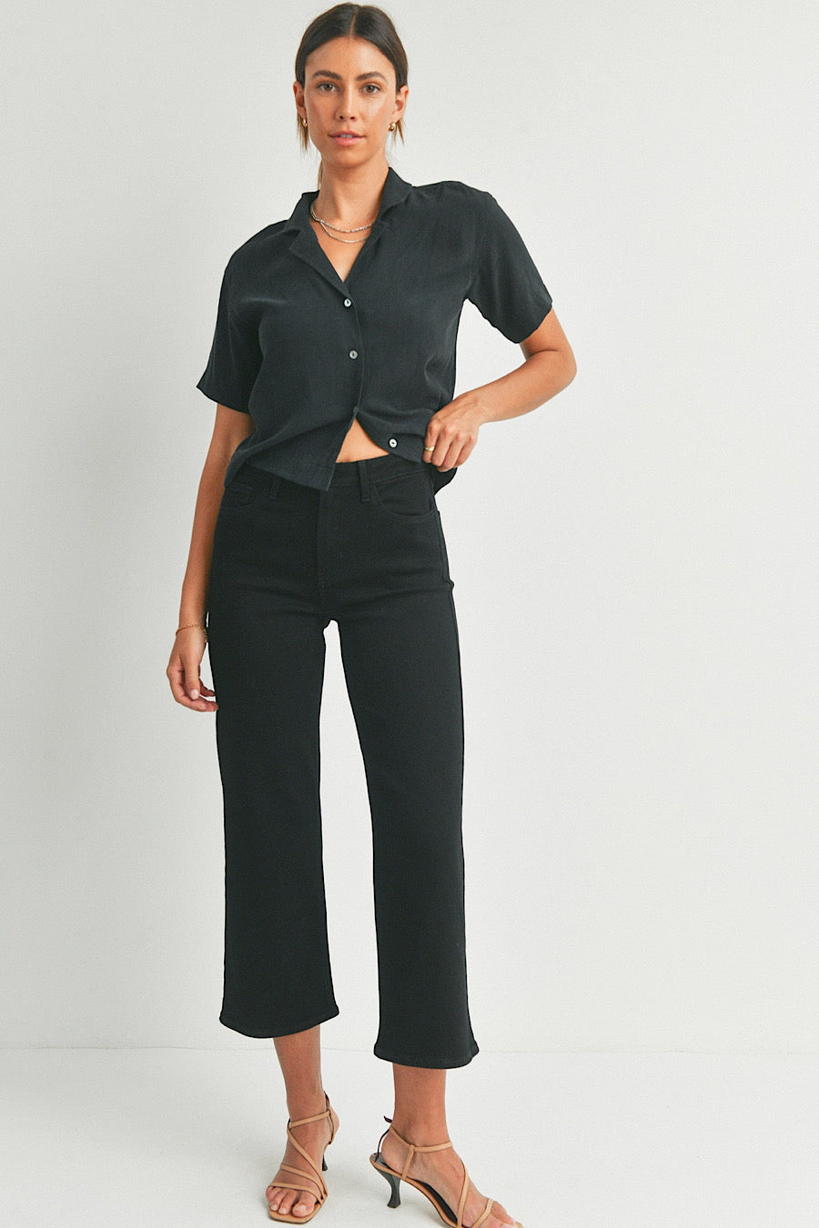 JBD Adler Classic Slim Wide Leg Jeans Black