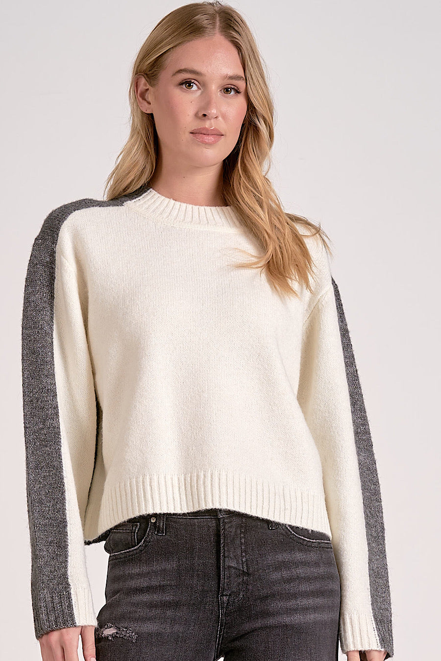 Pick a Side Double Sided Sweater Grey/White