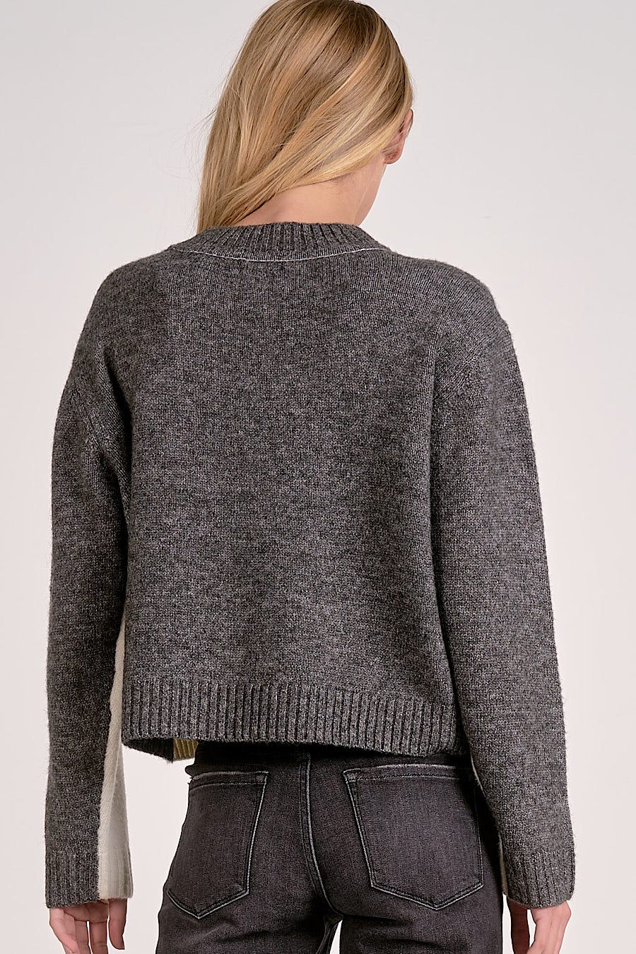 Pick a Side Double Sided Sweater Grey/White