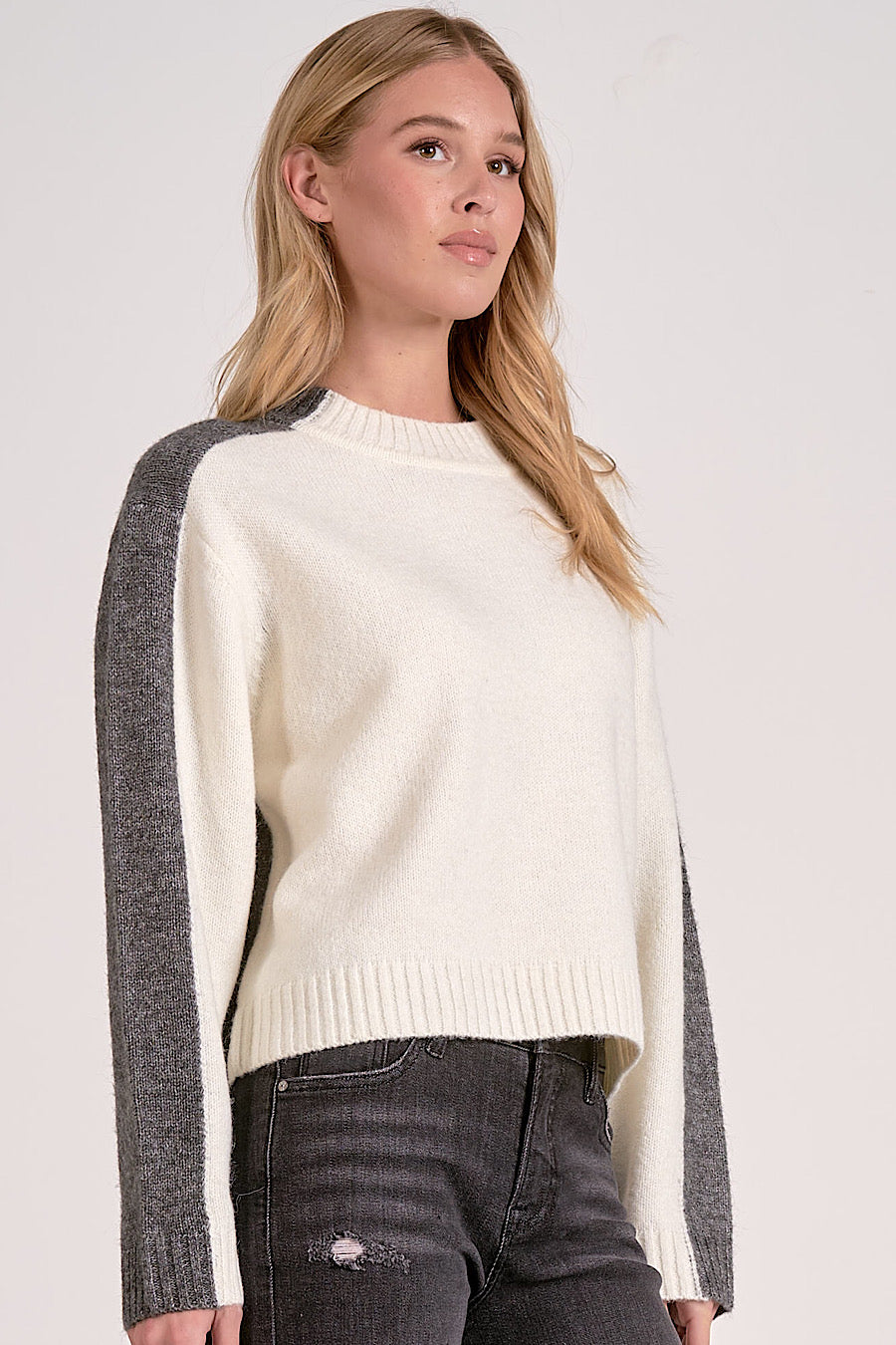 Pick a Side Double Sided Sweater Grey/White