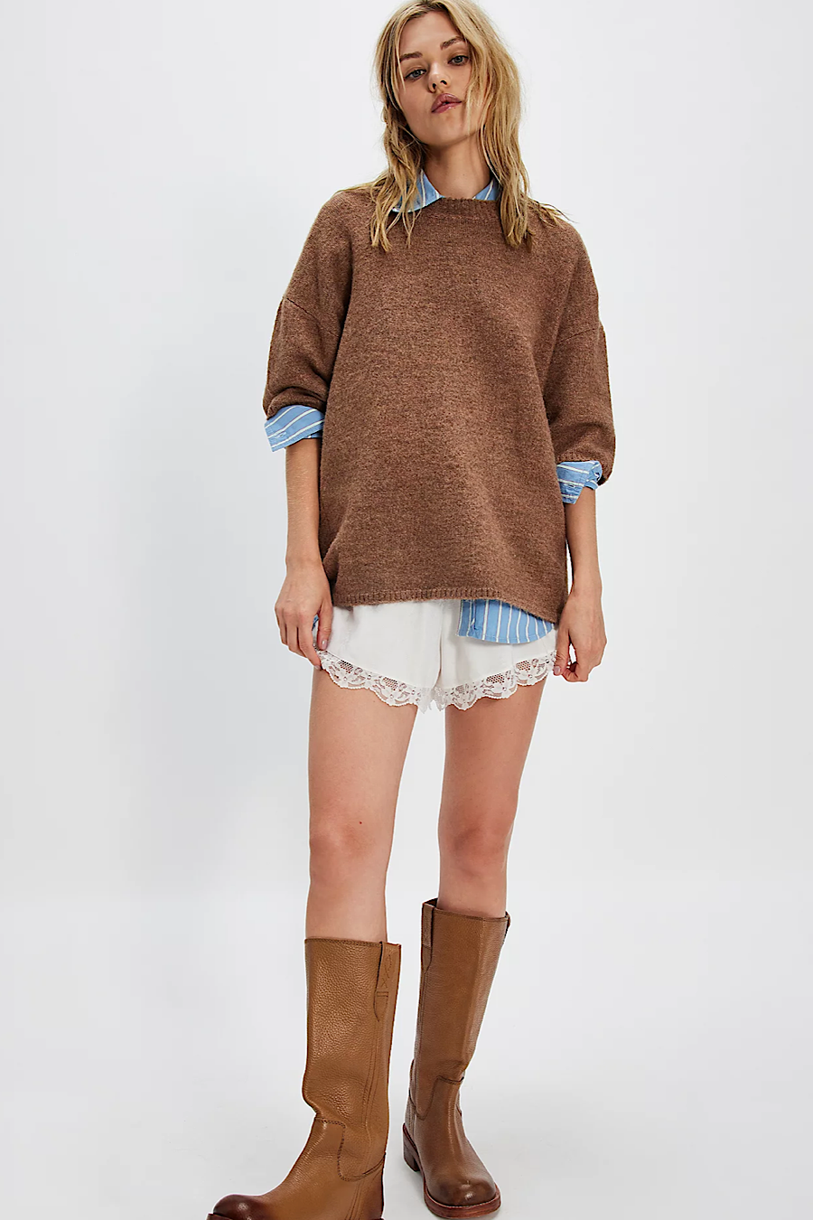 Free People Margot Sweater Tee Brownie