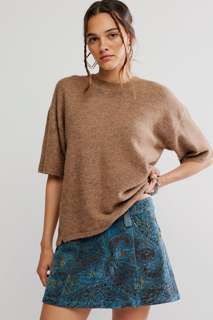 Free People Margot Sweater Tee Brownie