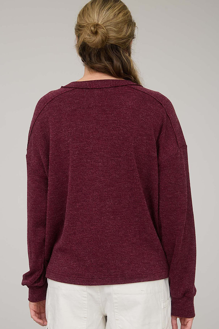 Wine is Fine Ribbed Henley Top
