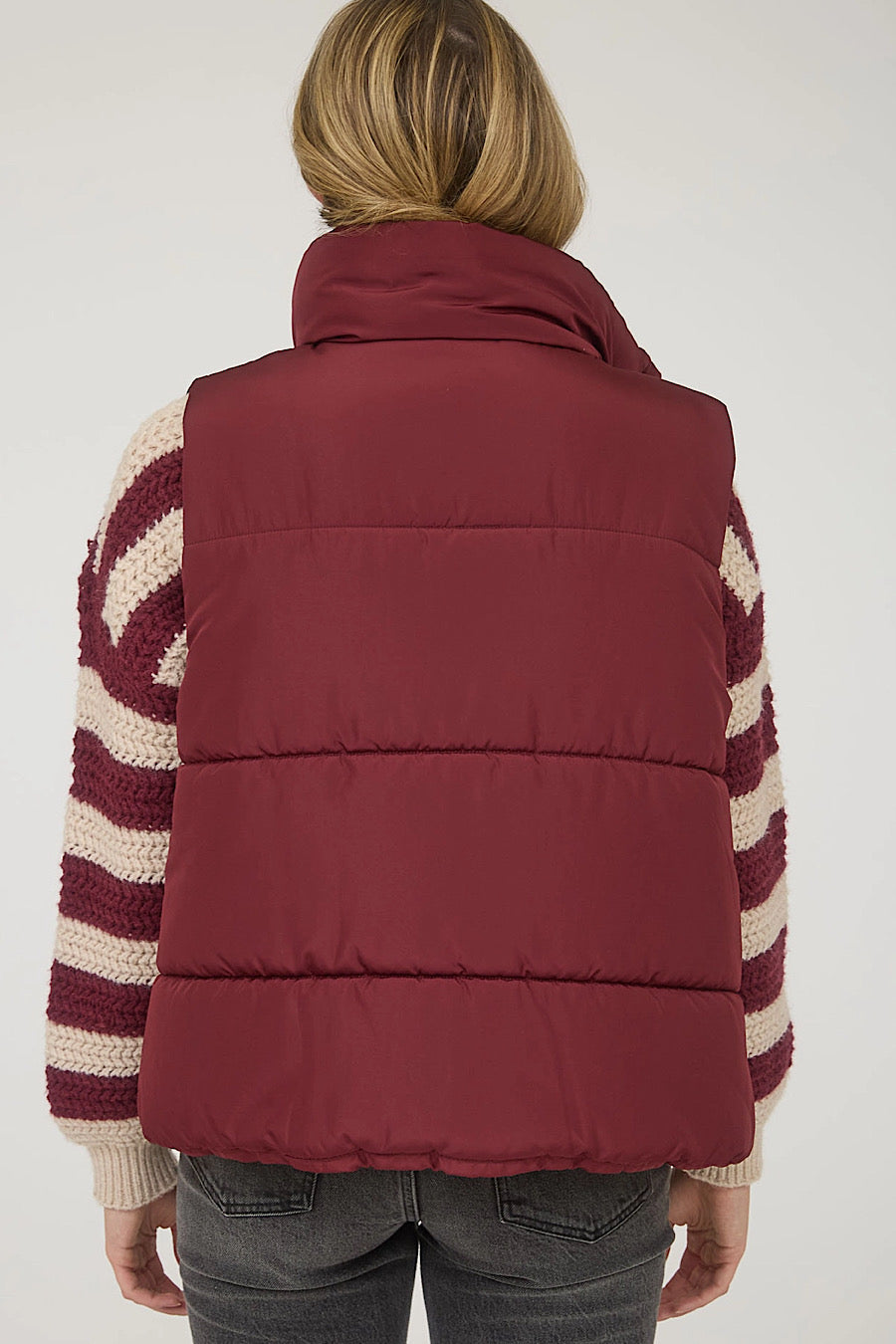 Campfire Zip Up Puffer Vest Wine