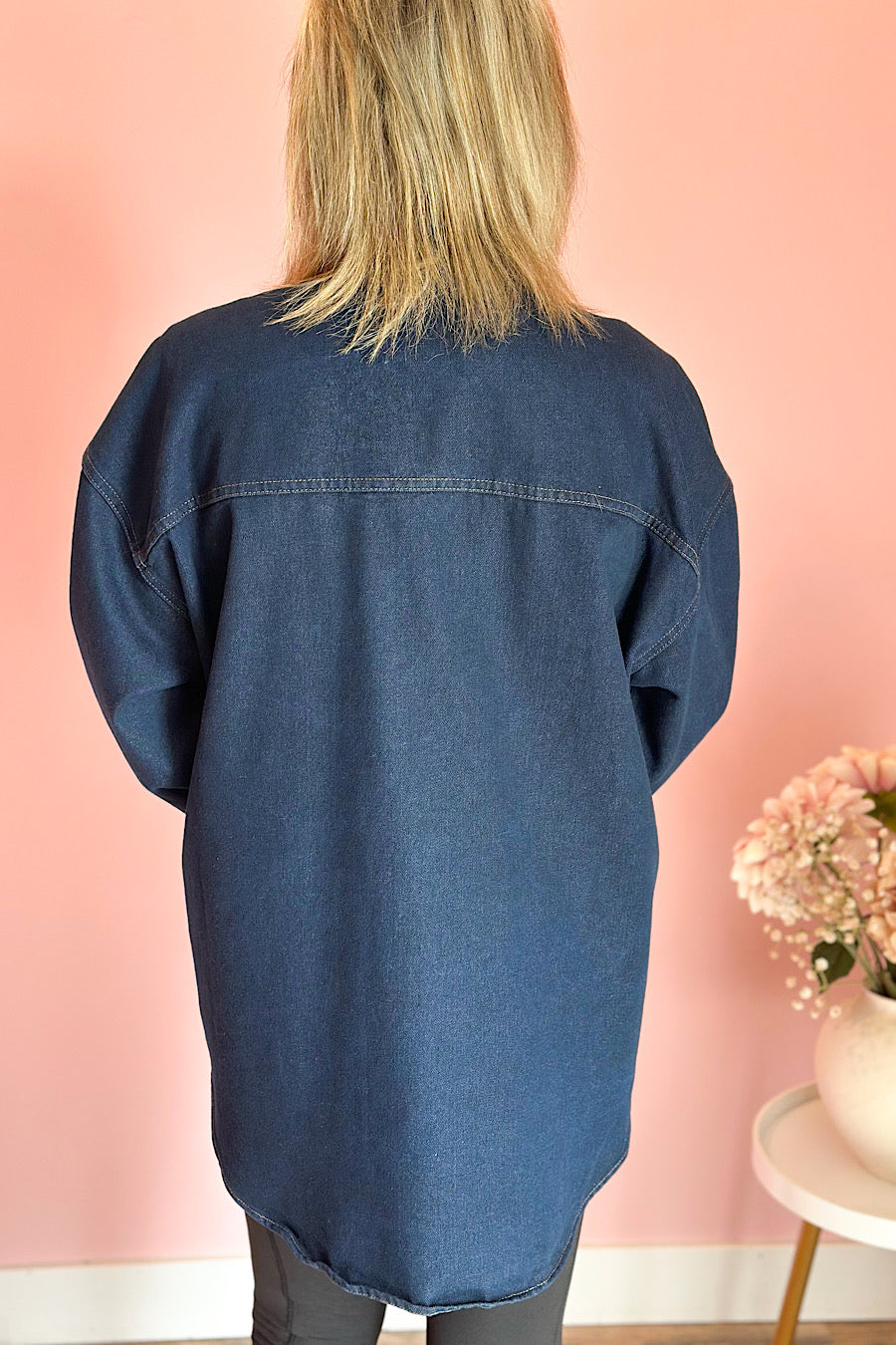 Reap What You Sow Denim Shirt Shacket in Ink