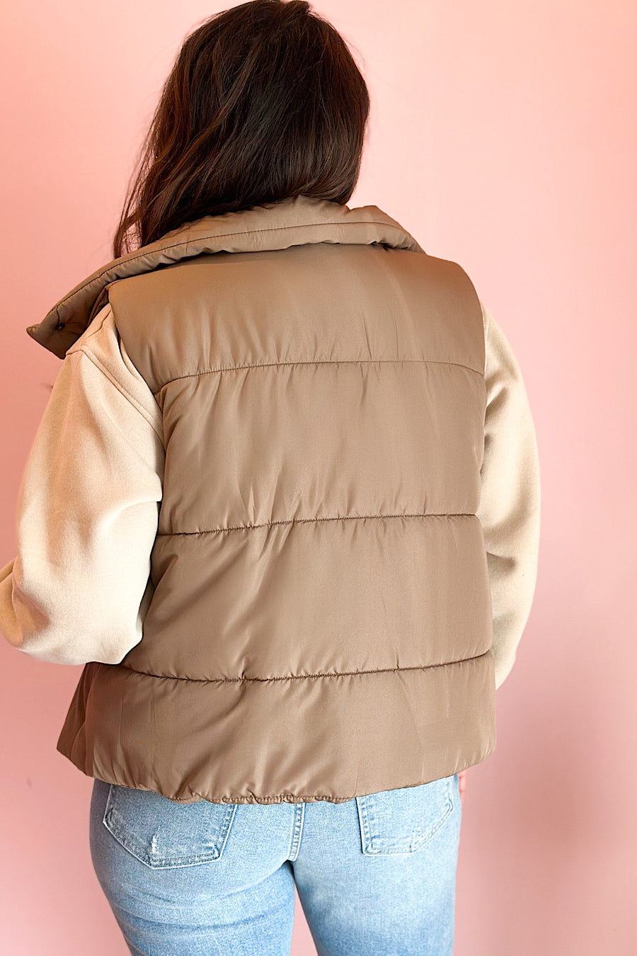 Campfire Zip Up Puffer Vest Mocha Brown