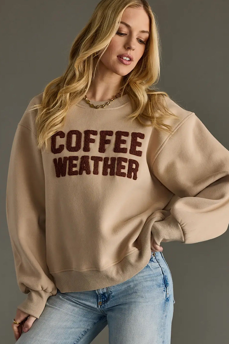 Coffee Weather Textured Graphic Sweatshirt