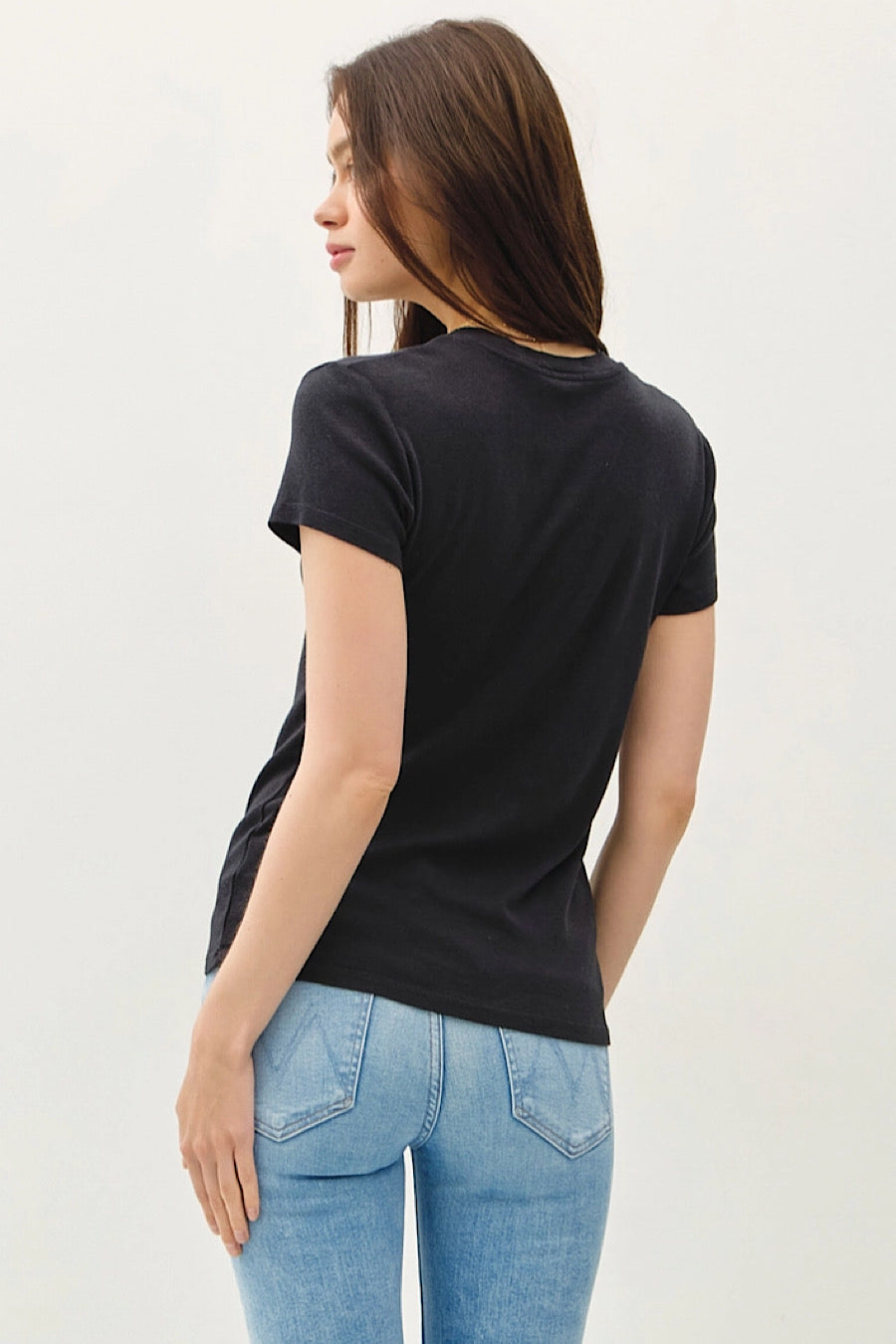 Classic V-Neck Slim T-Shirt Faded Black
