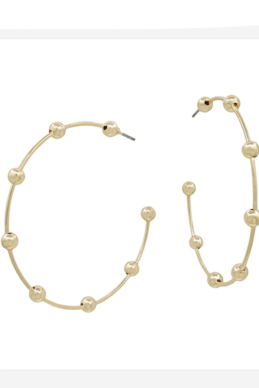 Gold Beaded 2” Hoop Earrings
