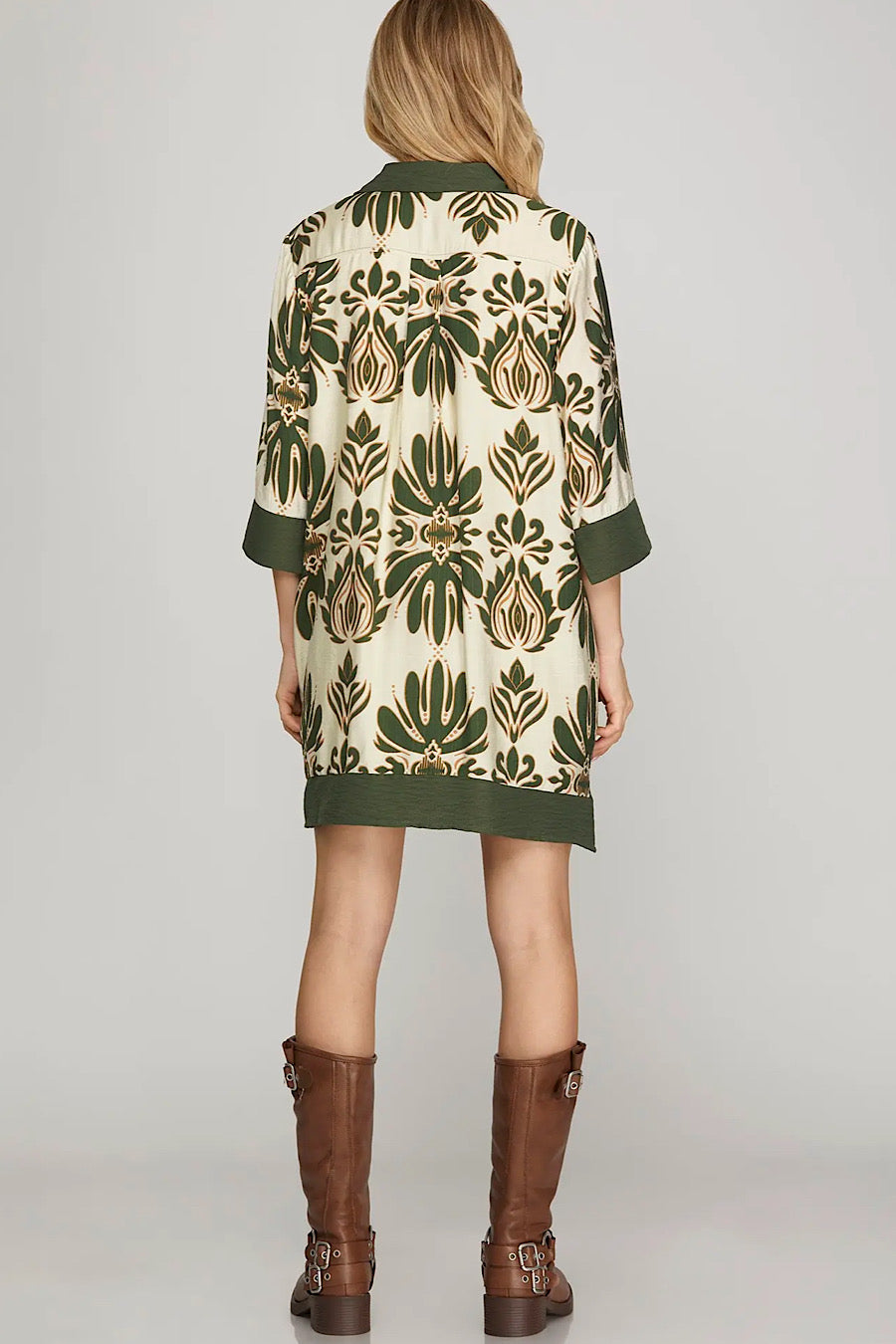 Rustic Glow Half Sleeve Printed Dress